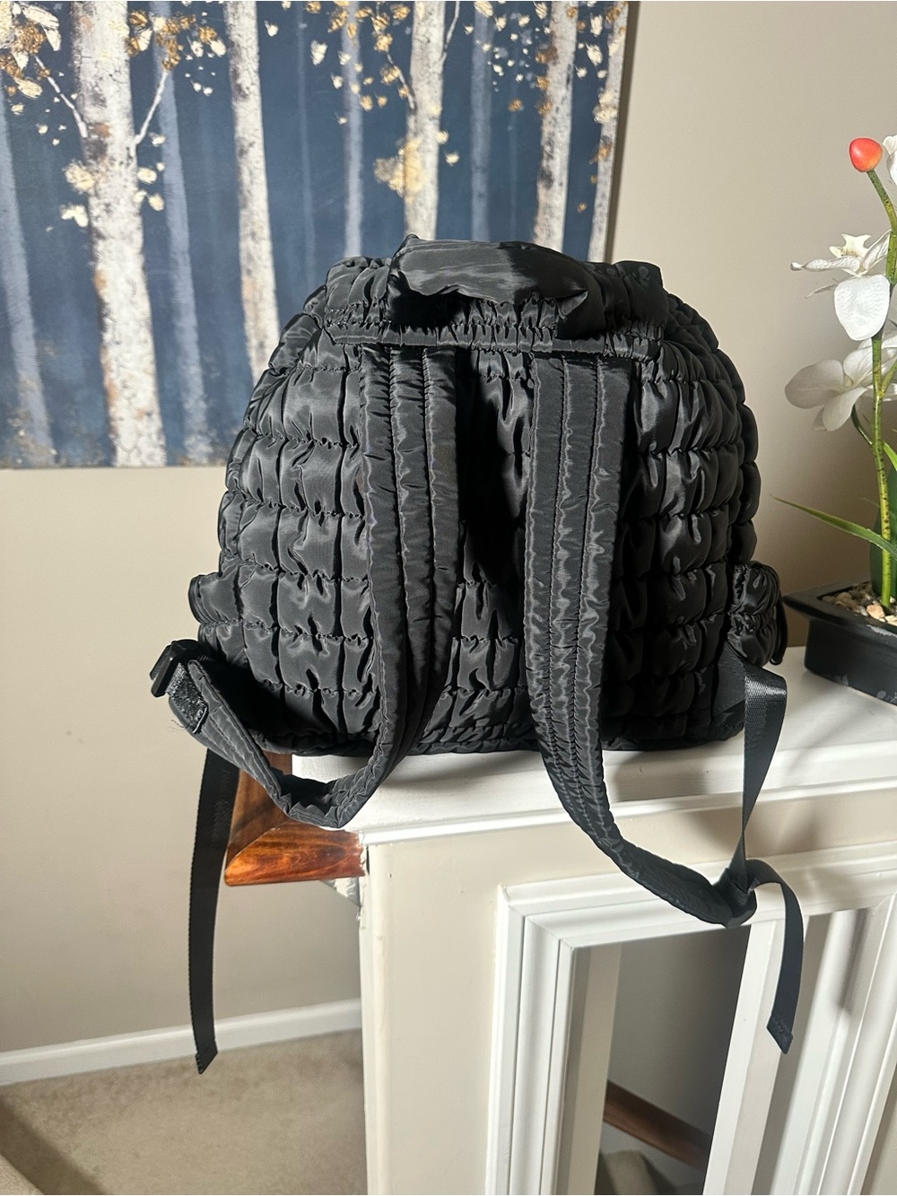 Call It Spring Black Quilted Drawstring Backpack - Picture 2 of 7